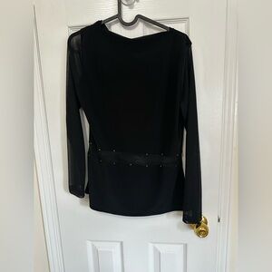 Black Mesh Sleeve Cowl Neck Blouse – Size XL